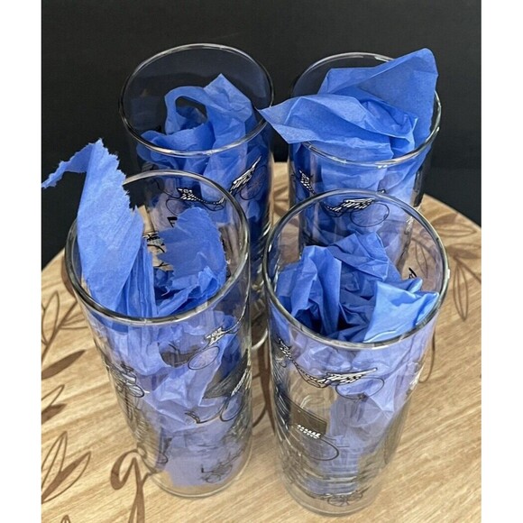 Vtg MCM Libbey Horseless Carriage Highball Collins Glass Retro Barware Lot of 4 - Picture 5 of 6